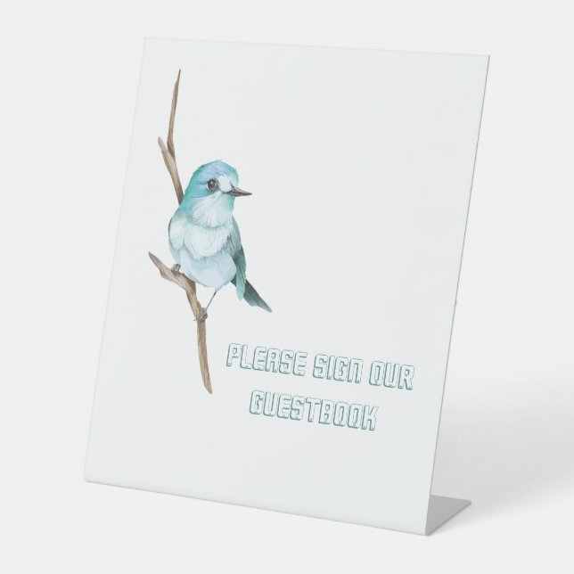 Bluebird On A Branch Wedding Sign Our Guestbook (Front)
