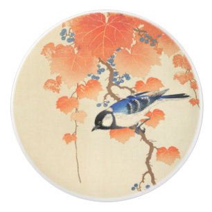 Bluebird on a Paulownia Tree   Ceramic Knob