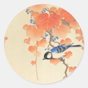 Bluebird on a Paulownia Tree Classic Round Sticker