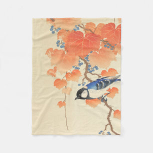 Bluebird on a Paulownia Tree   Fleece Blanket