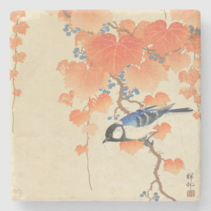 Bluebird on a Paulownia Tree Stone Coaster