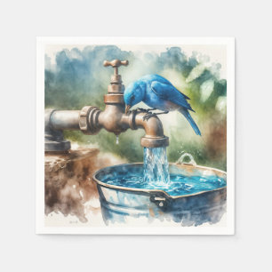 Bluebird On an Old Faucet Napkin