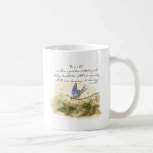 Bluebird on Branch Victor Hugo Inspirational Poem Coffee Mug