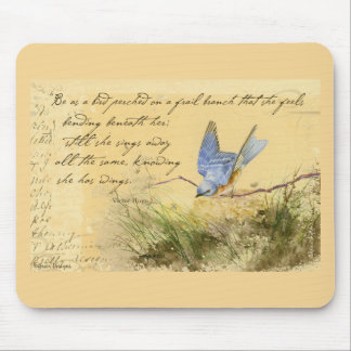 Bluebird on Branch & Victor Hugo Quote Mouse Mat