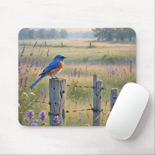 Bluebird On Country Fence Post Mouse Mat