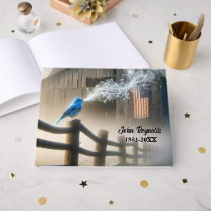 Bluebird On Farm Fence For Memorial Service Guest Book