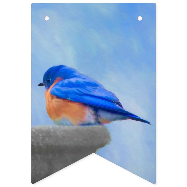 Bluebird Painting - Original Bird Art Bunting (First Flag)