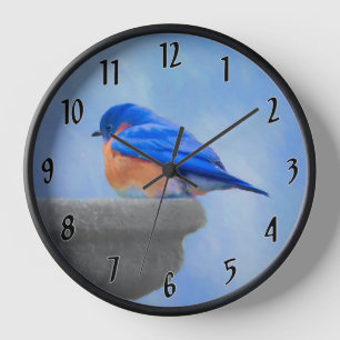Bluebird Painting - Original Bird Art Clock