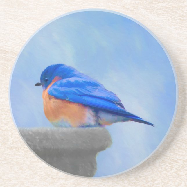Bluebird Painting - Original Bird Art Coaster (Front)