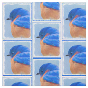 Bluebird Painting - Original Bird Art Fabric