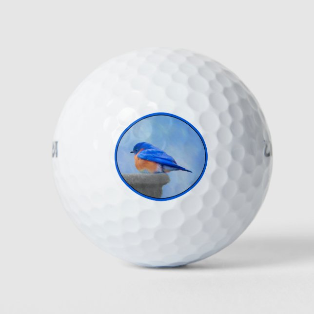Bluebird Painting - Original Bird Art Golf Balls (Front)