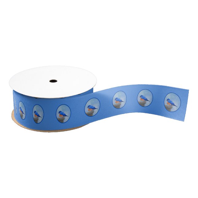 Bluebird Painting - Original Bird Art Grosgrain Ribbon (Spool)