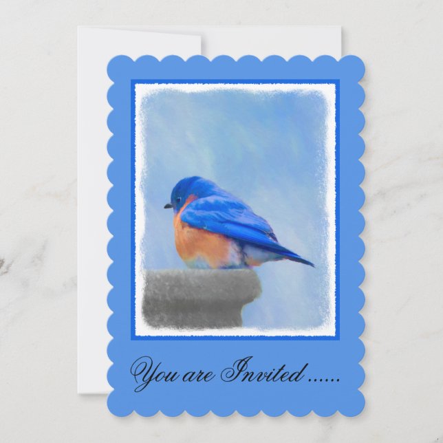 Bluebird Painting - Original Bird Art Invitation (Front)