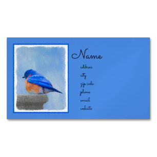 Bluebird Painting - Original Bird Art Magnetic Business Card