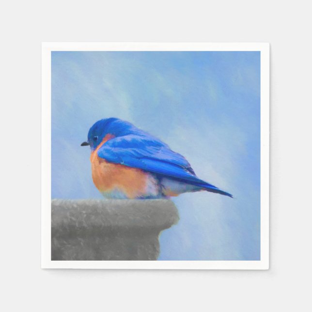 Bluebird Painting - Original Bird Art Napkin (Front)