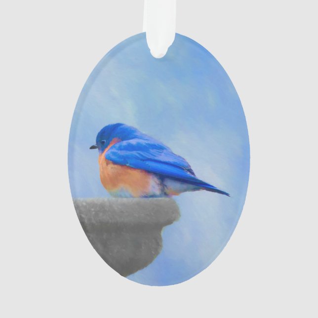 Bluebird Painting - Original Bird Art Ornament (Back)