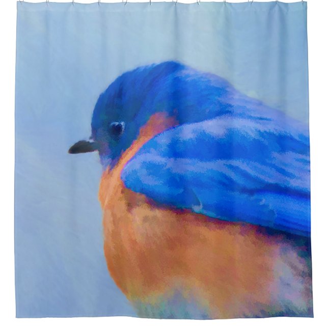Bluebird Painting - Original Bird Art Shower Curtain (Front)