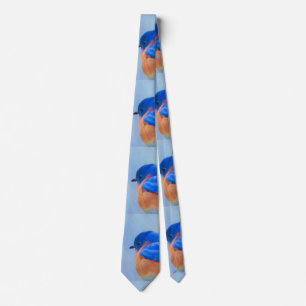 Bluebird Painting - Original Bird Art Tie
