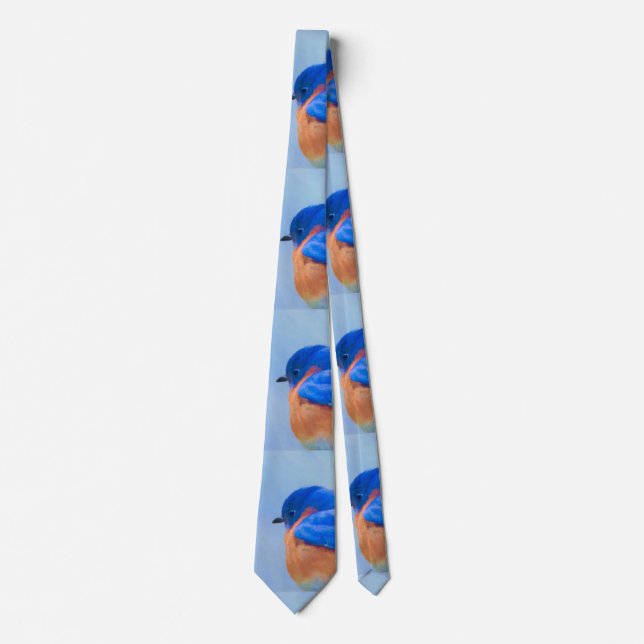 Bluebird Painting - Original Bird Art Tie (Front)