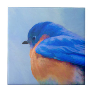Bluebird Painting - Original Bird Art Tile