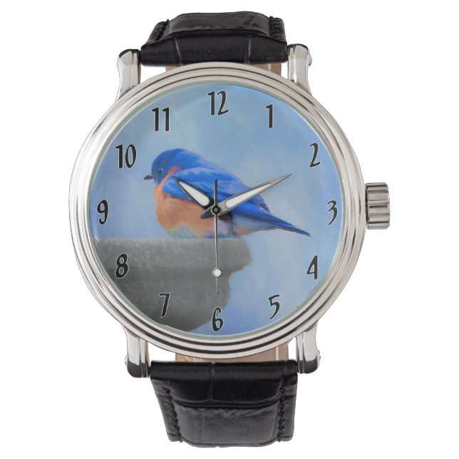 Bluebird Painting - Original Bird Art Watch (Front)