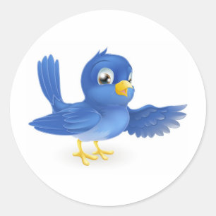 Bluebird pointing classic round sticker