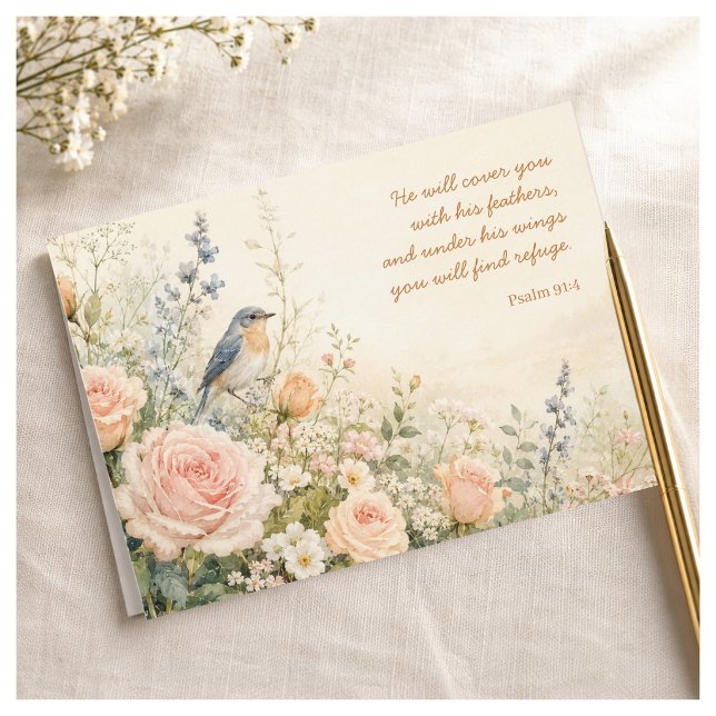 Bluebird & Roses Psalm 91:4 Card (Creator Uploaded)