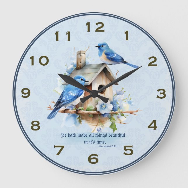 Bluebird Scripture Clock Birdhouse Ecclesiastes (Front)