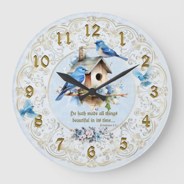 Bluebird Scripture Clock Birdhouse Ecclesiastes (Front)