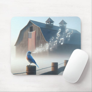 Bluebird Singing In Morning Mist Mouse Mat