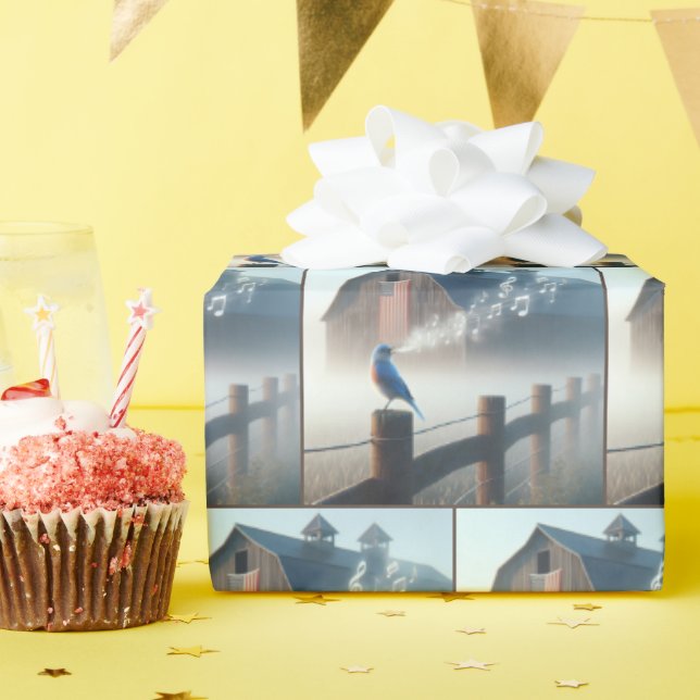Bluebird Singing In Morning Mist Wrapping Paper (Birthday Party)