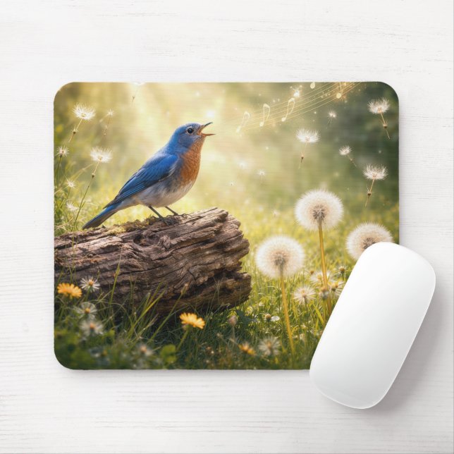 Bluebird Singing in Sunshine Mouse Mat (With Mouse)