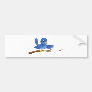 Bluebird sitting on  branch pointing bumper sticker