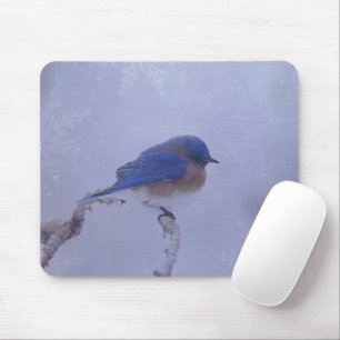 Bluebird Snowy Trees in Winter Mouse Mat