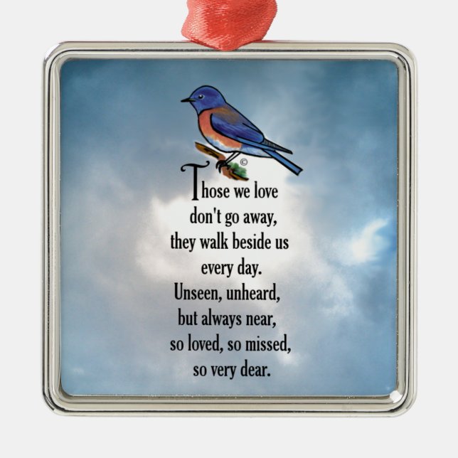 Bluebird "so Loved" Poem Metal Tree Decoration (Front)