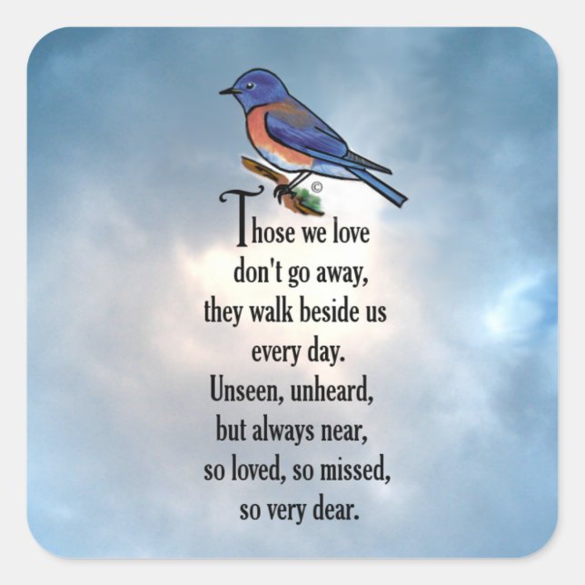 Bluebird "so Loved" Poem Square Sticker (Front)