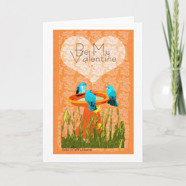 Bluebird Valentine collage card (Front)