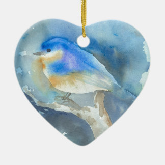 Bluebird Watercolor Art Ceramic Tree Decoration