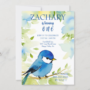 Bluebird Watercolor Birthday Invitation