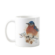 Bluebird Watercolor Coloured Pencil Art
