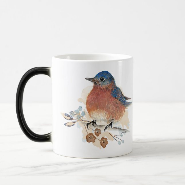 Bluebird Watercolor Coloured Pencil Art Magic Mug (Left)