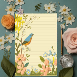Bluebird & Wildflowers Lined Notepad