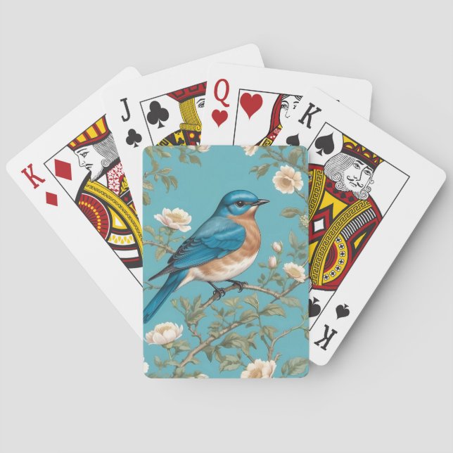 Bluebird William Morris Inspired Turquois  Playing Cards (Back)