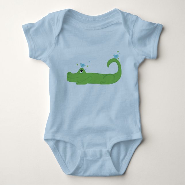 Bluebirds and Gator Baby Bodysuit (Front)