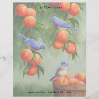 Bluebirds and Peach Tree