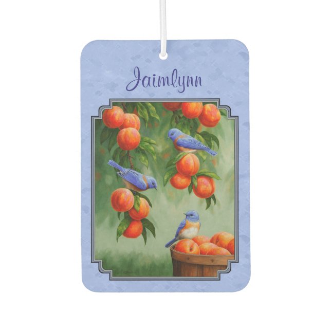 Bluebirds and Peaches Blue Car Air Freshener (Front)