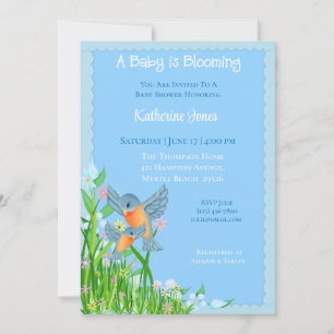 Bluebirds Baby Shower Invitation