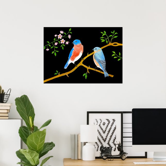 Bluebirds Black Poster (Home Office)