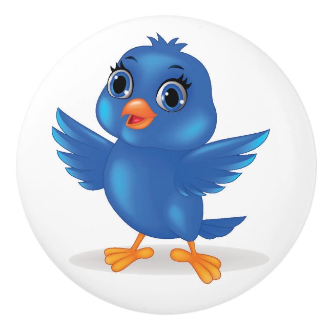 Bluebirds Bring Happiness - SRF Ceramic Knob (Front)