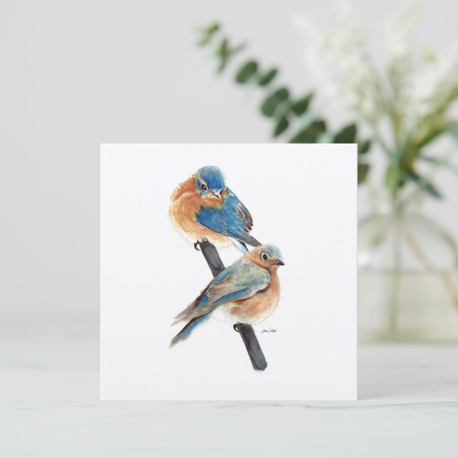 Bluebirds Couple Watercolor Art (Standing Front)